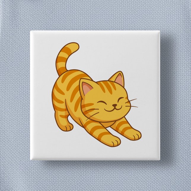 Stretching Orange Tabby Cat Button (Creator Uploaded)