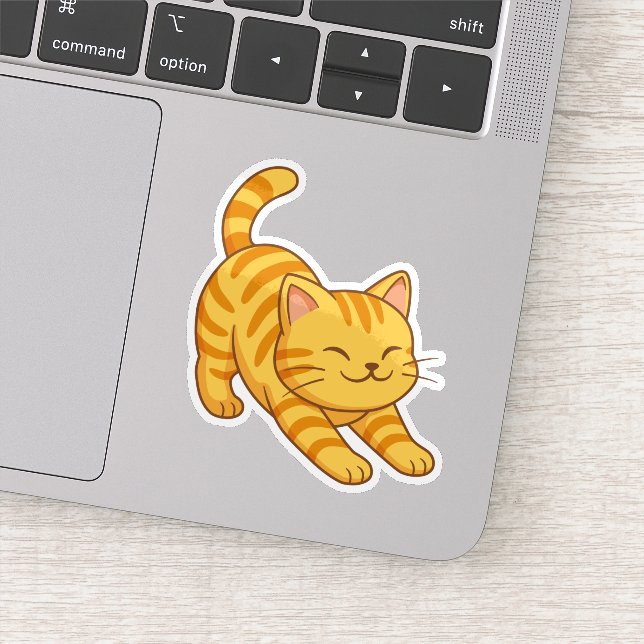 Stretching Orange Tabby Cat Sticker (Detail)