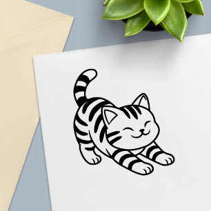 Stretching Tabby Cat Self-inking Stamp