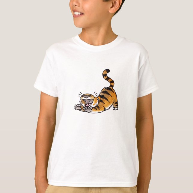 Stretching Tiger Kids T-shirt (Front)
