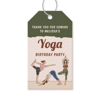 Stretching Women Yoga Birthday Party Thank You Gift Tags