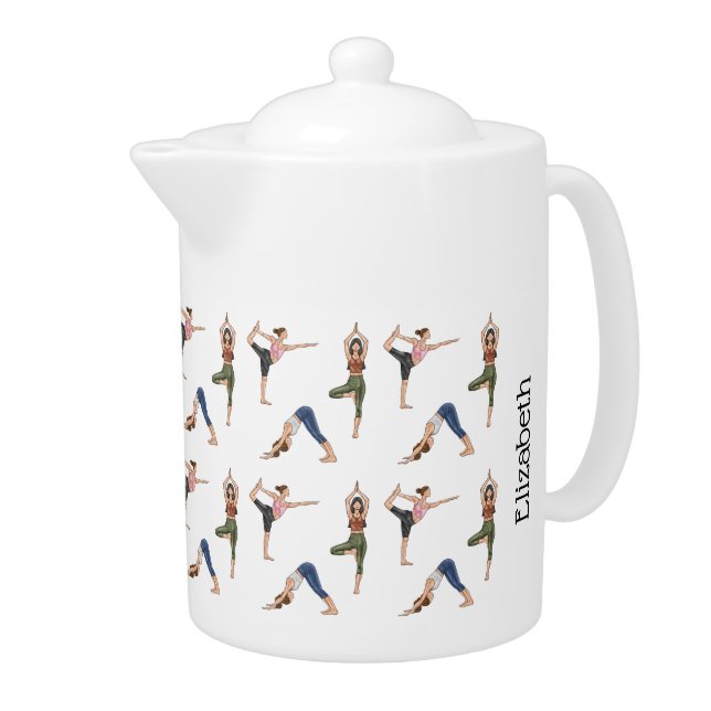 Stretchy Yoga Pose Women Workout Pattern With Name Teapot (Right)