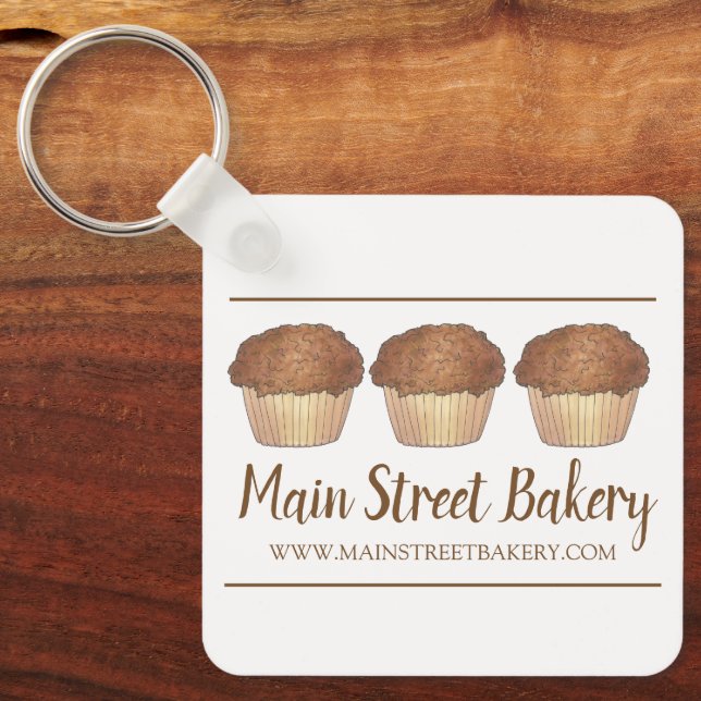 Streusel Crumb Muffin Baked By Bakery Baker Food Keychain (Front)