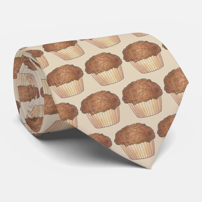 Streusel Crumb Muffin Baked By Bakery Baker Food Neck Tie (Rolled)