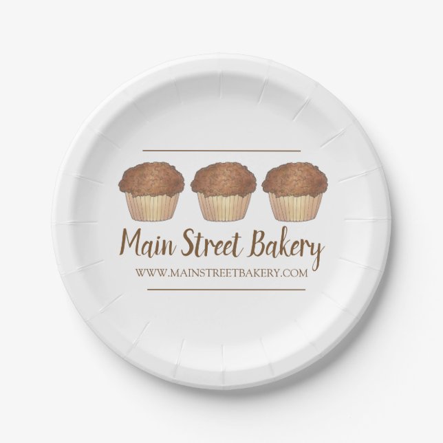 Streusel Crumb Muffin Baked By Bakery Baker Food Paper Plates (Front)