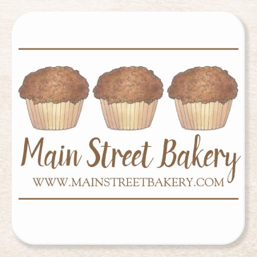 Streusel Crumb Muffin Baked Goods Bakery Bake Shop Square Paper Coaster