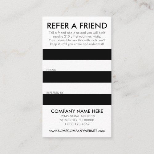 striate referral card business card template