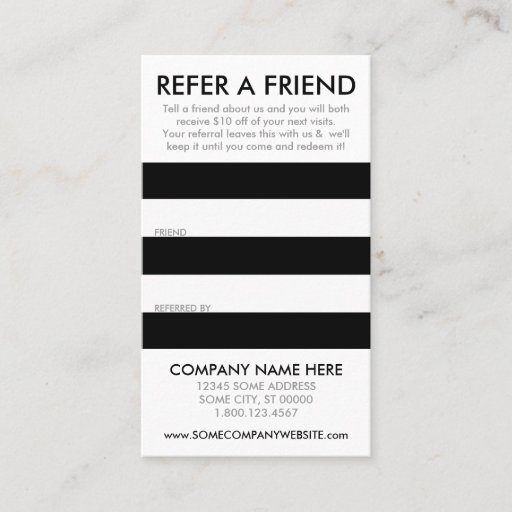 Customizable striate referral card business card template