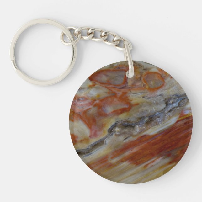 Striated Petrified Wood Keychain (Front)