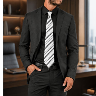 Striavelle Black and White Graphic Stripe Neck Tie