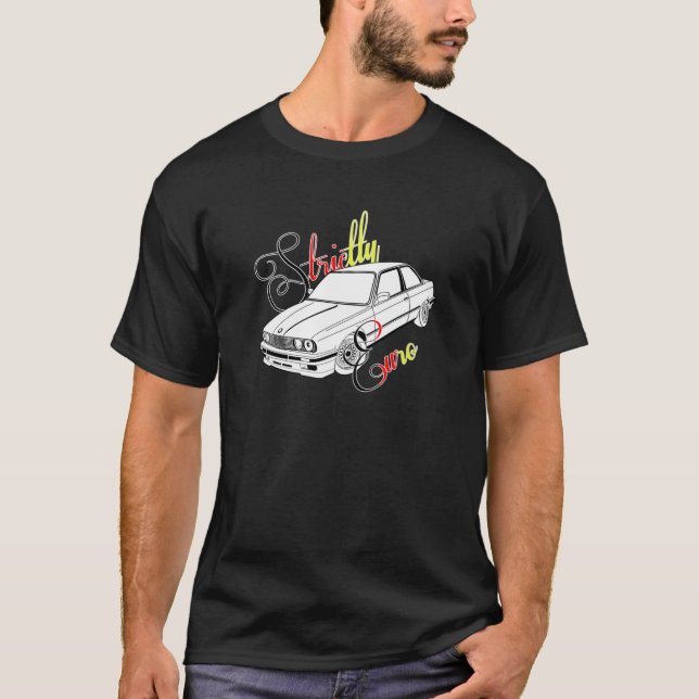 Strictly Euro Black BMW E30 DTM colors T-Shirt (Front)