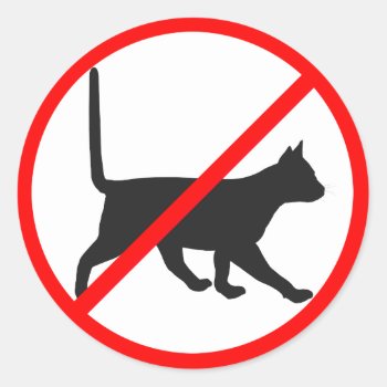 Strictly Forbidden For Cats! Classic Round Sticker by Emangl3D at Zazzle