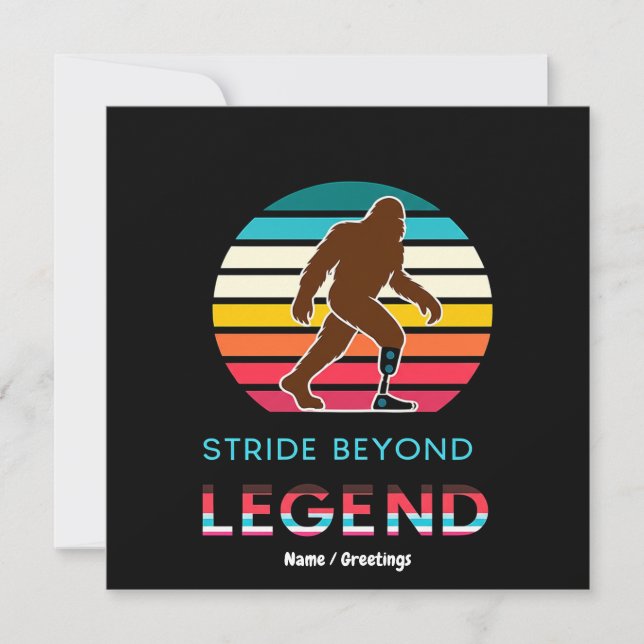 Stride Beyond Legend Sasquatch Amputee Vintage  Invitation (Front)