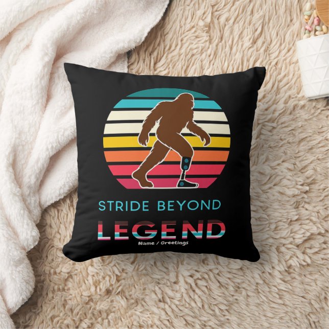 Stride Beyond Legend Sasquatch Amputee Vintage  Throw Pillow (Blanket)