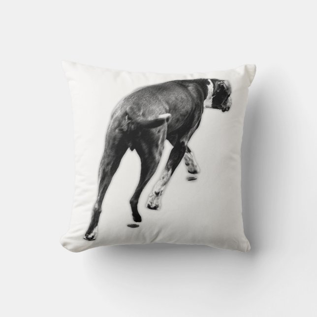 Stride in Stillness – Black & White Throw Pillow (Front)