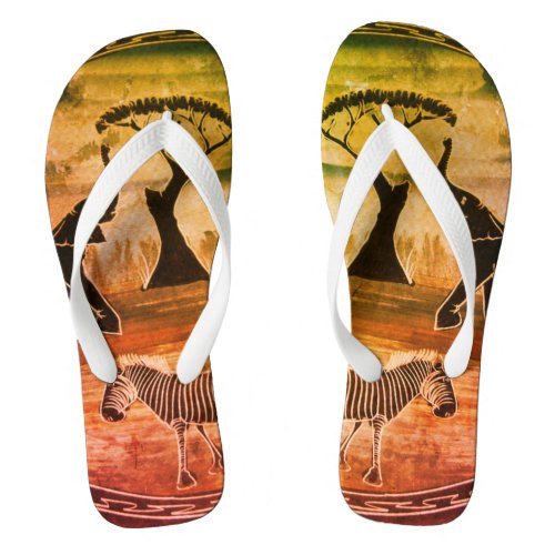 Stride with Serengeti Elephants and Zebra Print Flip Flops