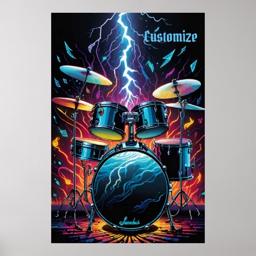 Strike A Beat Drum Set Poster