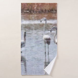 Strike A Pose Flamingo Watercolor Bath Towel