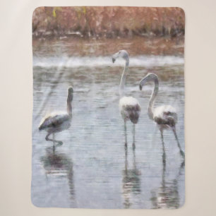 Strike A Pose Flamingo Watercolor Sherpa Blanket