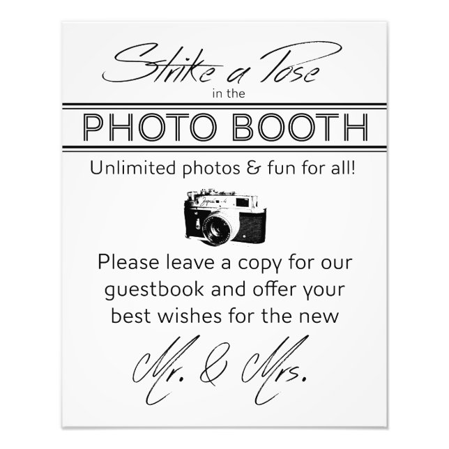 Strike a Pose Photo booth Sign (Front)