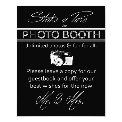 Strike a Pose Photo Booth Sign in Black