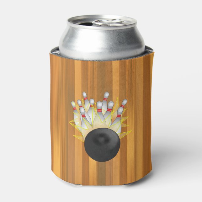 STRIKE! Bowling Ball And Pins Can Cooler (Can Front)