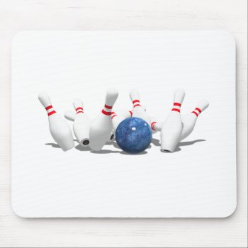Strike!  Bowling Ball & Pins: Mouse Pad by spiritswitchboard at Zazzle