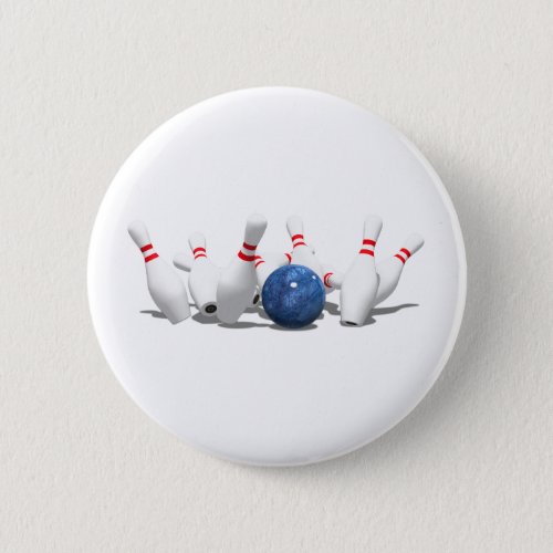 Strike  Bowling Ball  Pins Pinback Button