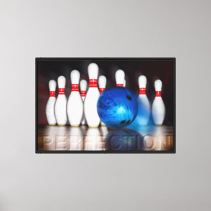 Strike for Perfection, Bowling Ball & 10 Pins Canvas Print