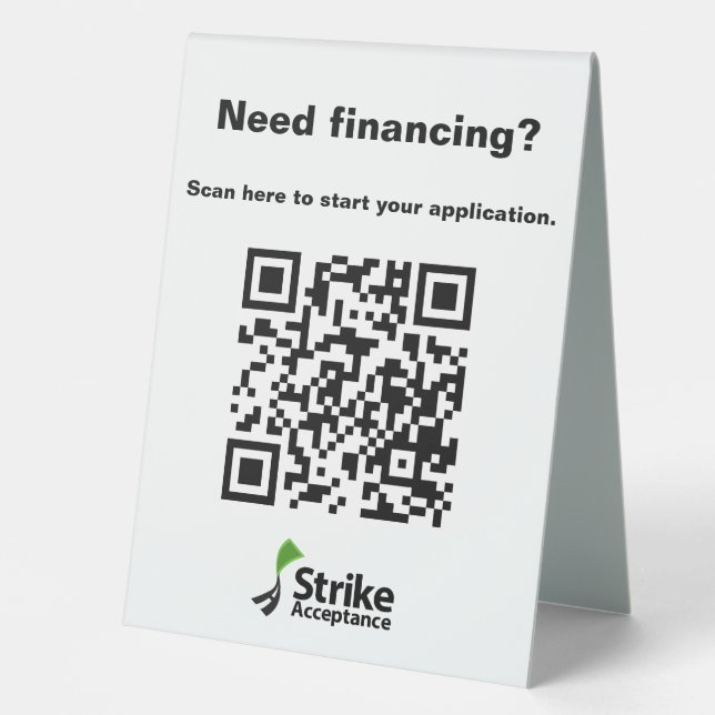 Strike Kiosk - Table Tent Sign (Front)