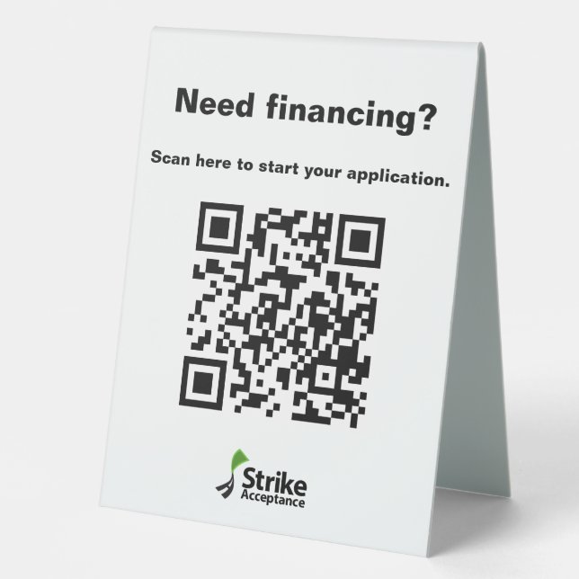 Strike Kiosk - Table Tent Sign (Front)