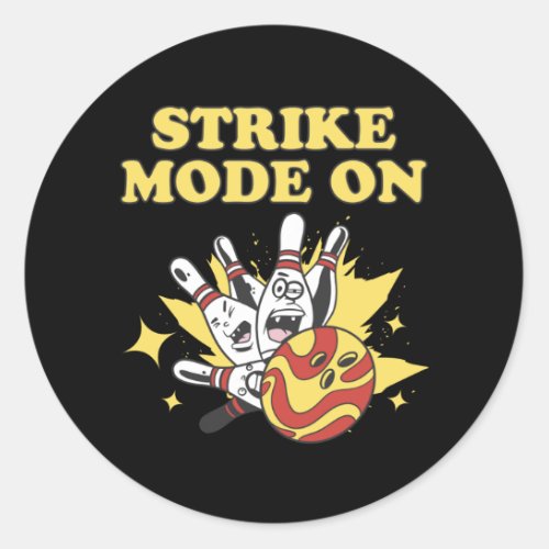 Strike Mode Bowling Player Bowling Gift Classic Round Sticker
