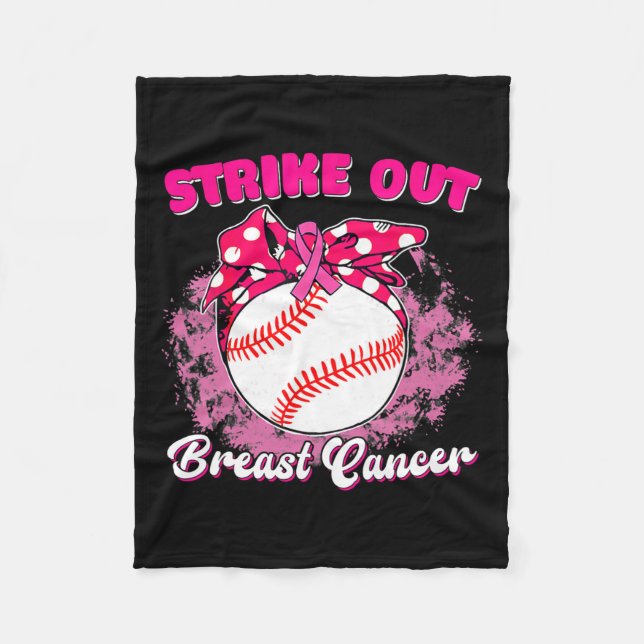 Strike Out Breast Cancer Awareness Baseball Fighte Fleece Blanket (Front)