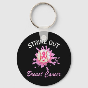 Strike Out Breast Cancer Awareness Baseball Pink R Keychain