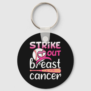 Strike Out Breast Cancer Awareness Baseball Softba Keychain