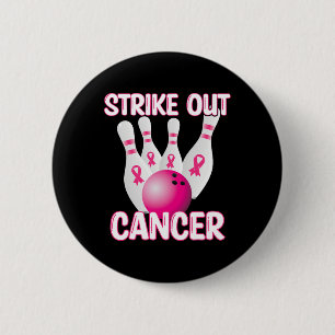 Strike Out Breast Cancer Awareness - Bowling Pink  Button