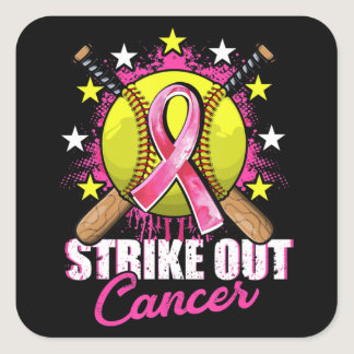 Strike Out Breast Cancer Awareness Day Pink Ribbon Square Sticker