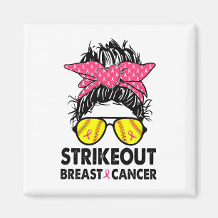 Strike Out Breast Cancer Awareness Messy Bun Softl Magnet