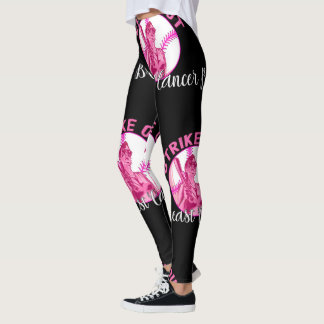 Strike Out Breast Cancer Awareness Month Matching  Leggings