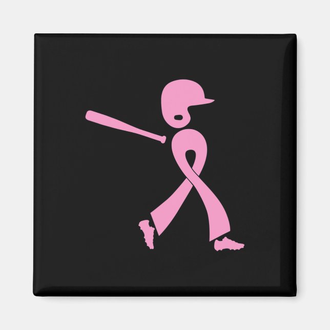 Strike Out Breast Cancer Awareness Pink Ribbon Bas Magnet (Front)