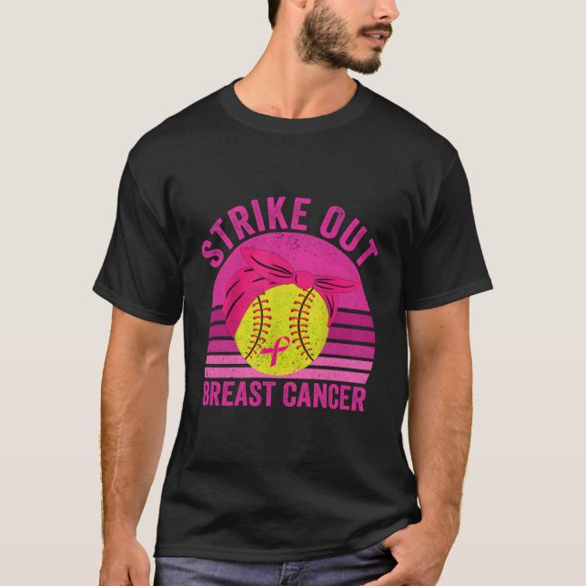 Strike Out Breast Cancer Awareness Softball Fighte T-Shirt (Front)