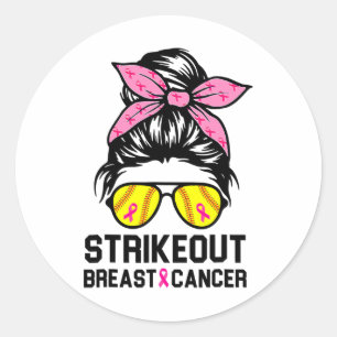 Strike Out Breast Cancer Awareness Softball Mom Wo Classic Round Sticker