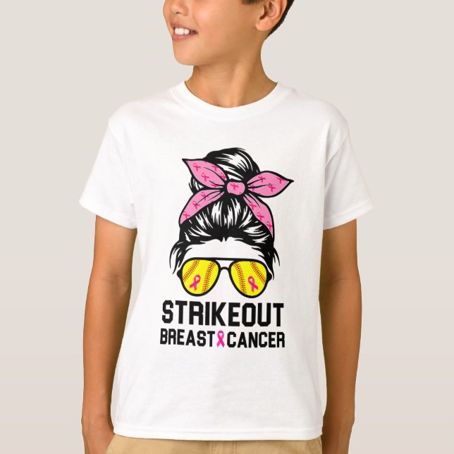 Strike Out Breast Cancer Awareness Softball Mom Wo T-Shirt (Front)
