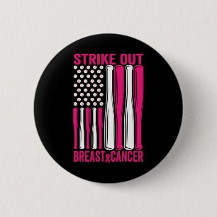 Strike Out Breast Cancer Awareness Softball Us Fla Button