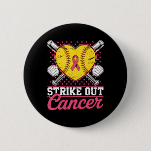 Strike Out Breast Cancer Awareness Softll Pink Wom Button