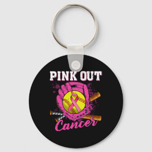Strike Out Breast Cancer Awareness Softll Pink Wom Keychain