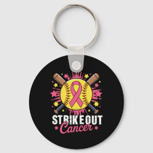 Strike Out Breast Cancer Awareness Softll Pink Wom Keychain