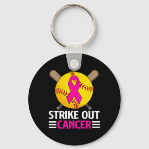 Strike Out Breast Cancer Awareness Softll Pink Wom Keychain