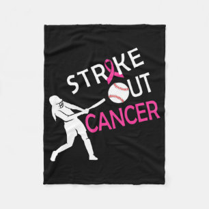 Strike Out Breast Cancer Baseball Fight Awareness Fleece Blanket