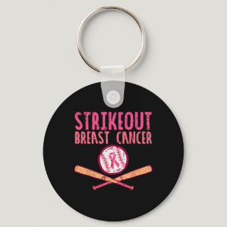 Strike Out Breast Cancer Baseball Fight Awareness  Keychain